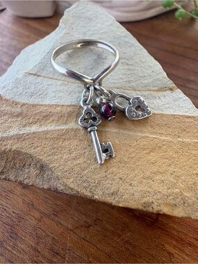 Dakota West Shube Sterling Silver Amethyst Charm Dangle Midi Ring